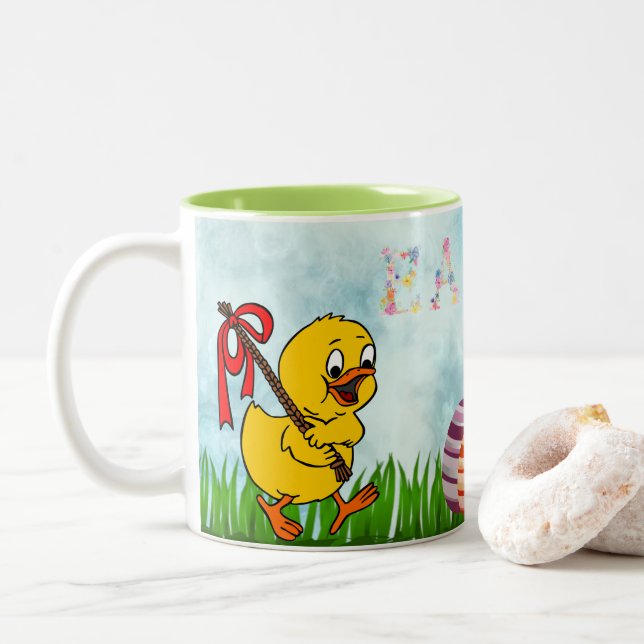 Caneca De Café Em Dois Tons Doce Páscoa (Com Donut)