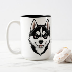 Caneca De Café Em Dois Tons Doce Siberian Husky Puppy