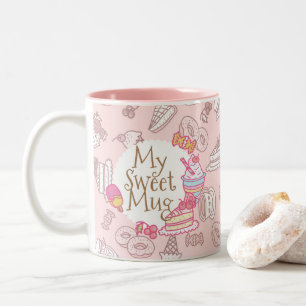 Caneca De Café Em Dois Tons Doces e Bebidas