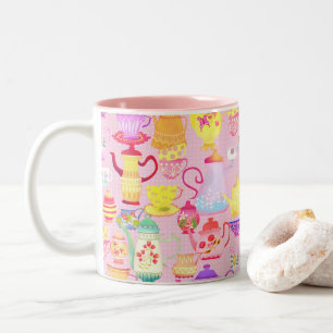 Caneca De Café Em Dois Tons Doces e Copas Rosa