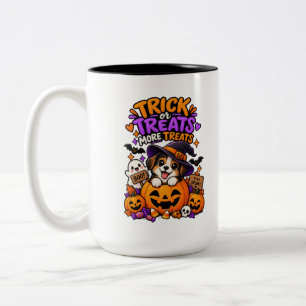 Caneca De Café Em Dois Tons Doces ou Travessuras Mais Doces Cachorrinho de Hal