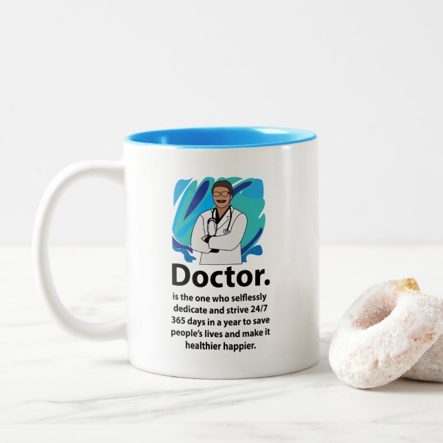 Caneca De Café Em Dois Tons Doctor Appreciation Quote (Com Donut)