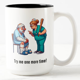 Caneca De Café Em Dois Tons Doente Idoso Intitulado Encontra Enfermeiro Com Ba