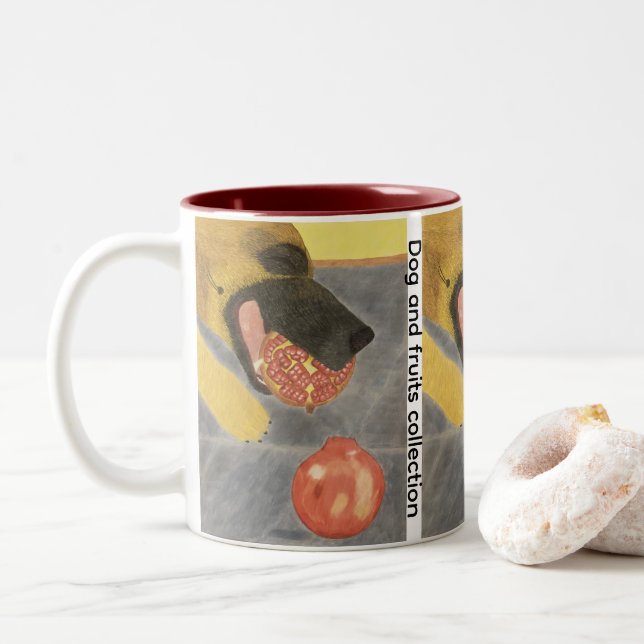 Caneca De Café Em Dois Tons Dog and pomegranate Two-Tone coffee mug (Com Donut)