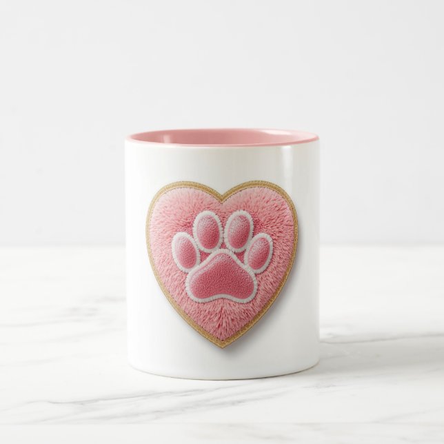Caneca De Café Em Dois Tons Dog Mom Ceramic Coffee Mug | Heart Paw Print (Centro)