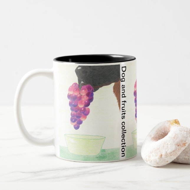 Caneca De Café Em Dois Tons Dog nose and grape  (Com Donut)