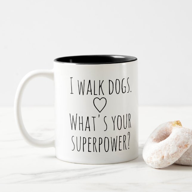Caneca De Café Em Dois Tons Dog Walker (Com Donut)