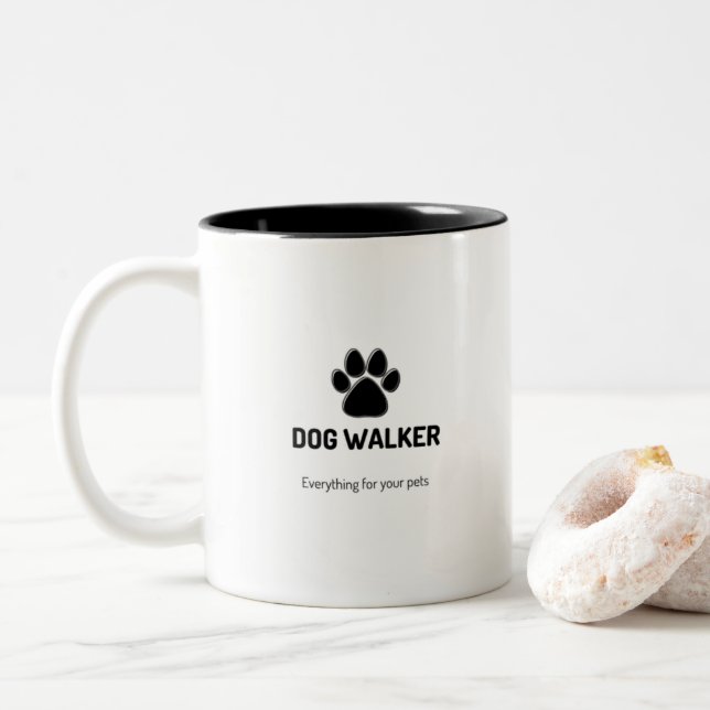 Caneca De Café Em Dois Tons Dog Walker (Com Donut)