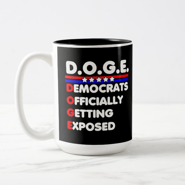 Caneca De Café Em Dois Tons DOGE Democratas Oficialmente Expostos (Esquerda)