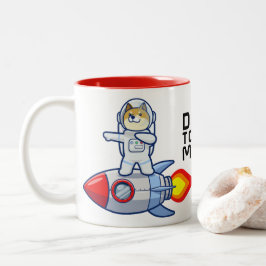 Caneca De Café Em Dois Tons Dogecoin Para A Cripto De Cães De Cães De Foguete 