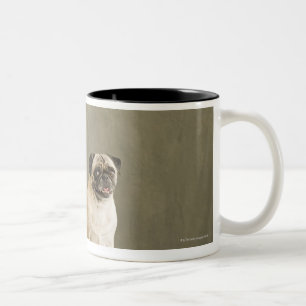 Caneca De Café Em Dois Tons Dois cães que levantam em uma mesa