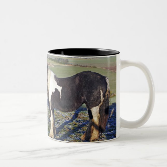Caneca De Café Em Dois Tons Dois cavalos no monte de Hackpen em Wiltshire (Direita)