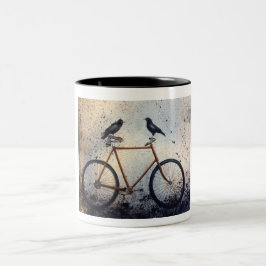Caneca De Café Em Dois Tons Dois Corvos na Bicicleta
