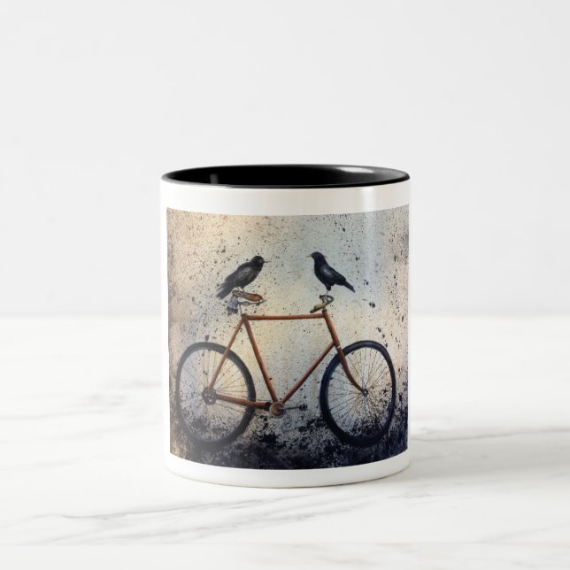Caneca De Café Em Dois Tons Dois Corvos na Bicicleta (Centro)