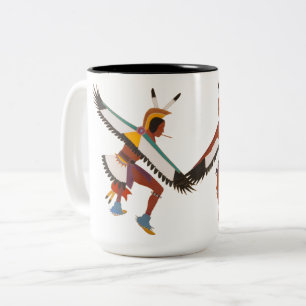 Caneca De Café Em Dois Tons Dois Dançarinos Águias
