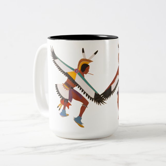 Caneca De Café Em Dois Tons Dois Dançarinos Águias (Frente Esquerda)