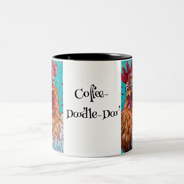 Caneca De Café Em Dois Tons Dois Quirky Roosters (Centro)