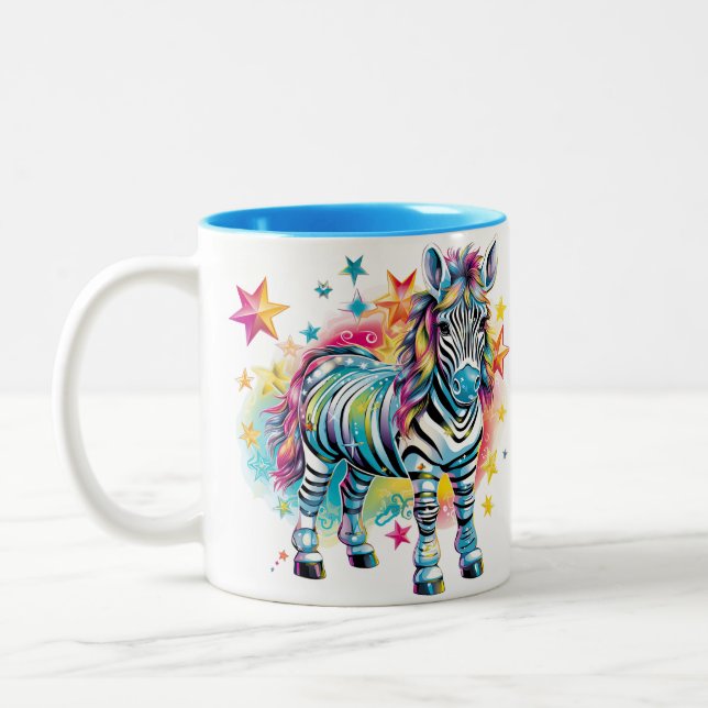 Caneca De Café Em Dois Tons Dois Tons Azul e Zebra Maçã Branca (Esquerda)