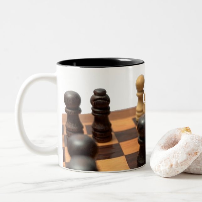 Caneca De Café Em Dois Tons Dois tons Mug Chess (Com Donut)