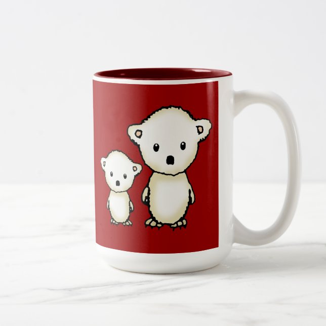 Caneca De Café Em Dois Tons Dois Ursos Polares Lindos (Direita)