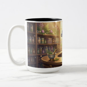 Caneca De Café Em Dois Tons Dolphin Esquilo Ervas Apotecário