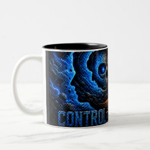 Caneca De Café Em Dois Tons Domine a Confusão Controle a Espiral Camiseta – 3D