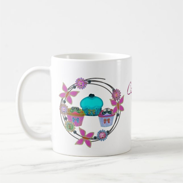 Caneca De Café Em Dois Tons Domingo cupcake (Esquerda)