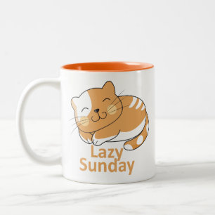 Caneca De Café Em Dois Tons "Domingo preguiçoso, coração feliz