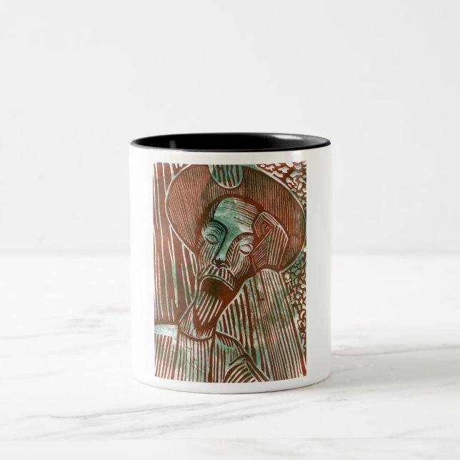 Caneca De Café Em Dois Tons Don Quixote em Verde e Castanho (Centro)
