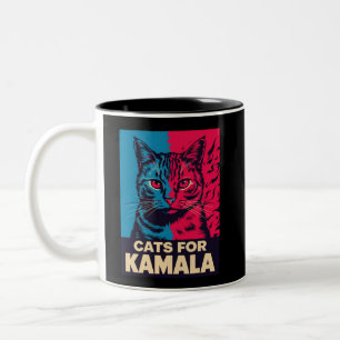Caneca De Café Em Dois Tons Dona de Gato sem Filhos está votando em Kamala Har