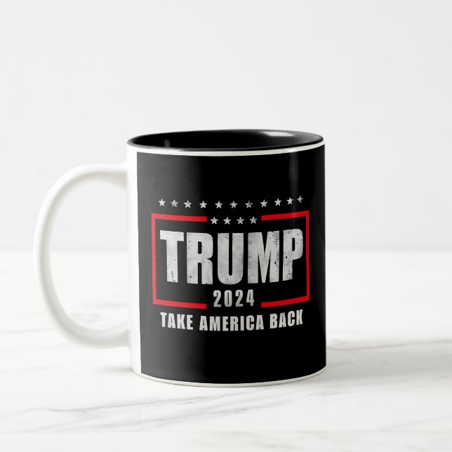 Caneca De Café Em Dois Tons Donald Trump 2024 Retire a Eleição Americana (Esquerda)