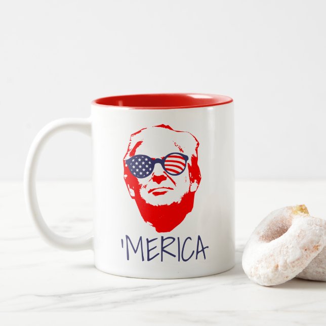 Caneca De Café Em Dois Tons Donald Trump 'Merica (Com Donut)