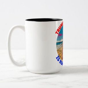 CANECA DE CAFÉ EM DOIS TONS DONALD TRUMP-TRUMP-A-MANIA ESTÁ EXECUTANDO WILD