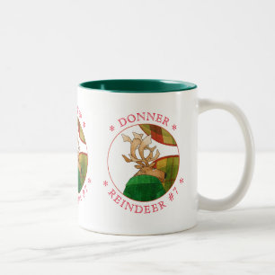 Caneca De Café Em Dois Tons DONNER REINDEER Hunter Green Mug de dois tons