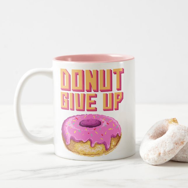 Caneca De Café Em Dois Tons Donut Divertido Não Desista (Com Donut)