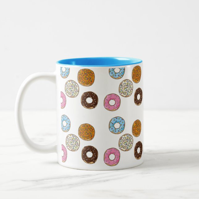 Caneca De Café Em Dois Tons Donuts Coloridos Fofos (Esquerda)