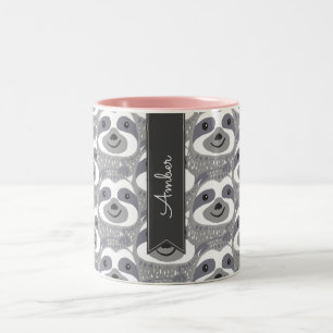 Caneca De Café Em Dois Tons Doodle bonito na moda das preguiças