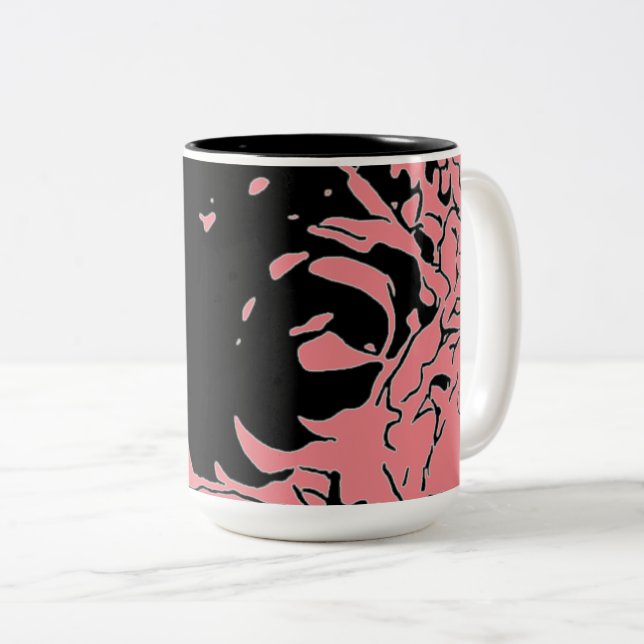 Caneca De Café Em Dois Tons Doodle de Flor (Frente Esquerda)