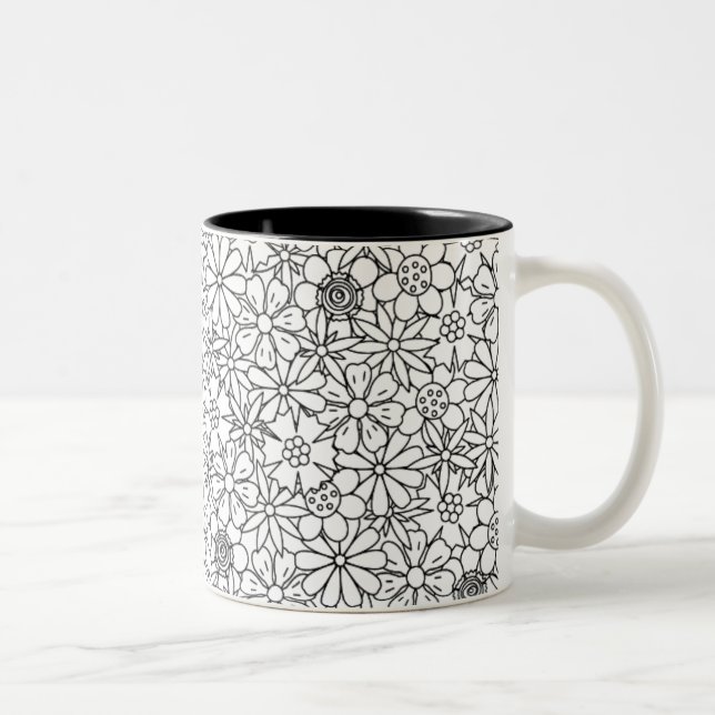 Caneca De Café Em Dois Tons Doodle floral (Direita)