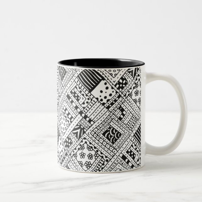 Caneca De Café Em Dois Tons Doodle indiano do teste padrão (Direita)