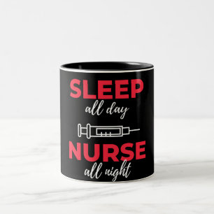 Caneca De Café Em Dois Tons Dormir O Dia Todo Enfermeira A Noite Toda