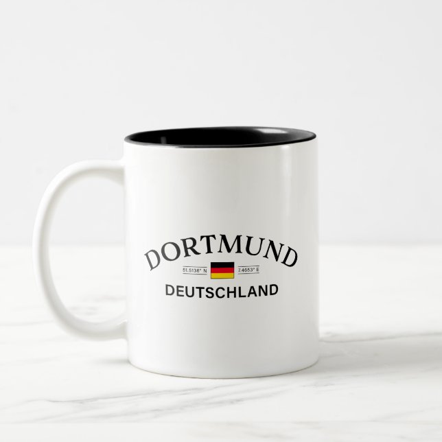 Caneca De Café Em Dois Tons Dortmund Alemanha Coordenadas Alemão (Esquerda)