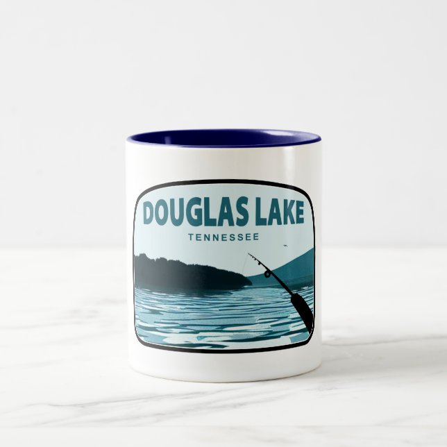 Caneca De Café Em Dois Tons Douglas Lake Tennessee Fishing Rod (Centro)