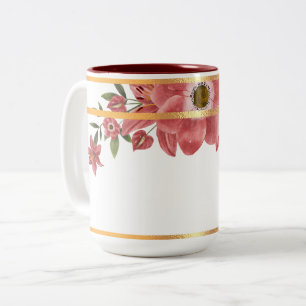 Caneca De Café Em Dois Tons Dourada Rimmed Floral