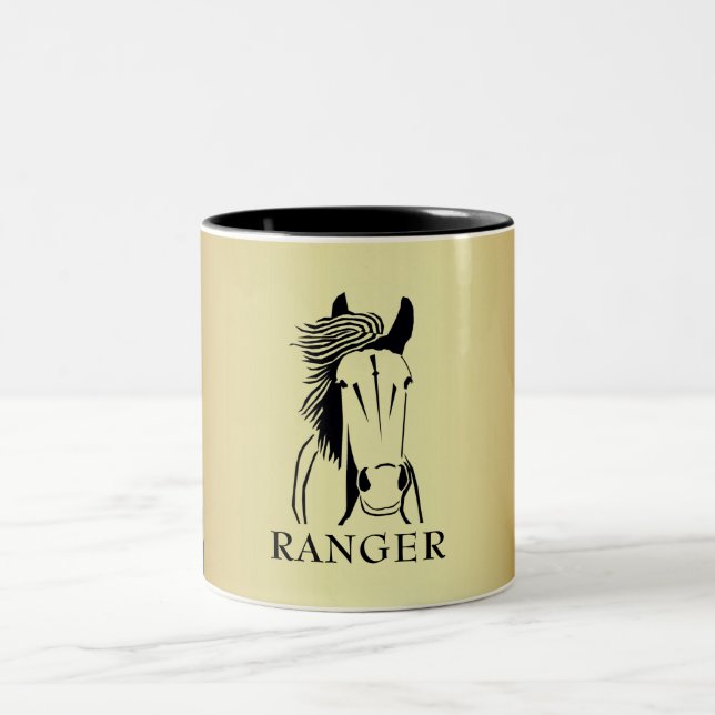 Caneca De Café Em Dois Tons Dourado artístico personalizável/caneca de cavalo  (Centro)