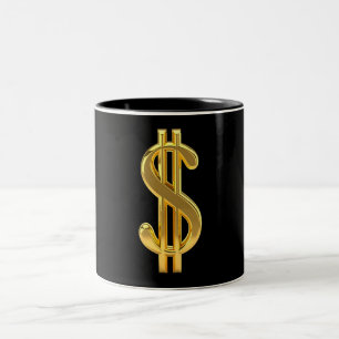 Caneca De Café Em Dois Tons Dourado Dólar Sinal Mug