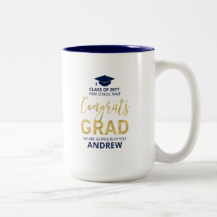 Caneca De Café Em Dois Tons Dourado e azul   Presente Personalizado para Forma