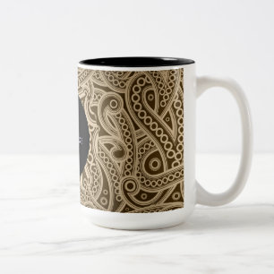 Caneca De Café Em Dois Tons Dourado Funky Personalizado Paisley Pattern Mug