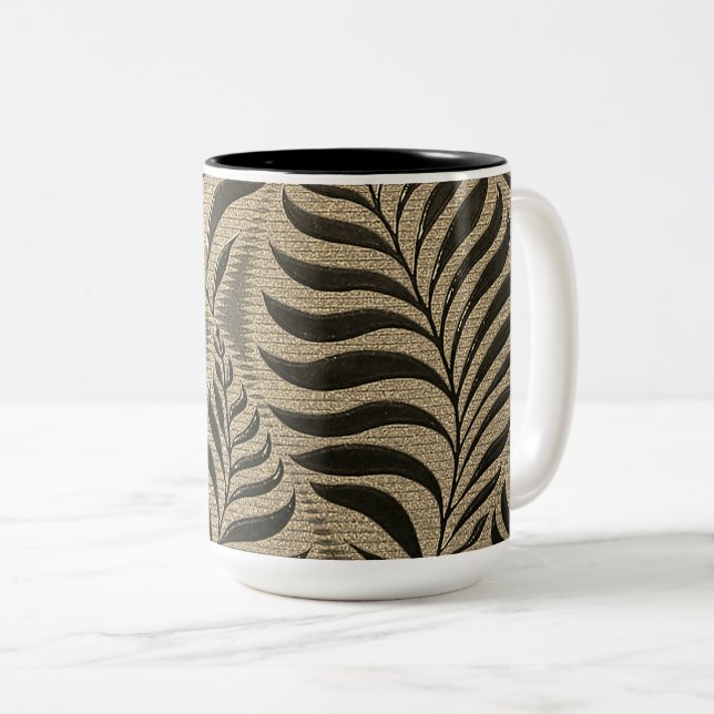 Caneca De Café Em Dois Tons Dourado Leaf Motif (Frente Esquerda)