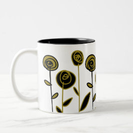 Caneca De Café Em Dois Tons Dourado Moderno Preto e Branco